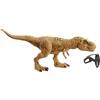 Jurassic world - t-rex caccia e divora, dinosauro action figure con azione d'attacco doppio morso, suoni e attrezzatura di tracciamento, 4+ anni, hnt62