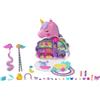 Polly pocket - salone di bellezza unicorno arcobaleno, playset con unicorno arcobaleno dalla testa pettinabile, 2 micro bambole e 20+ accessori, giocattolo per bambini, 4+ anni, hkv51