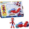 SPIDEY Hasbro marvel spidey e i suoi fantastici amici - action figure con moto giocattolo, giocattoli prescolari per bambini e bambine