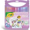 Crayola pastel valigetta rosa - set 65 pezzi con pennarelli lavabili supertips, colori assortiti pastello - attività creativa e regalo bambini 4+