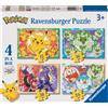 Pokemon Ravensburger - puzzle pokémon, collezione 4 in a box, 4 puzzle da 12-16-20-24 pezzi, età raccomandata 3+ anni