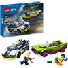 Lego, LEGO CITY LEGO CITY 60415 INSEGUIMENTO DELLA MACCHINA DA CORSA, 2 MODELLINI DI AUTO DELLA POLIZIA, GIOCATTOLO PER BAMBINI DI 6+ ANNI