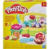 Play-doh, cestino fiorito per creare piante e fiori colorati.giocattolo con natura finta. include 5 vasetti di pasta modellabile play-doh