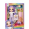 Rainbow high junior high pj party - violet willow - bambola snodata da 22 cm con morbida tutina, pantofole e accessori da gioco