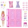 Barbie - armadio dei sogni, set con bambola bionda alla moda, 25 vestiti e accessori, 3 look completi inclusi