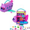 Polly pocket - aereo gattino, playset da viaggio con 2 micro bambole, palco rotante e cucciolo di gatto, 19 accessori inclusi