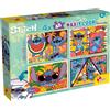 LISCIANI, Disney Stitch Puzzle DF Maxi Floor 4x48 Lilo & Stitch - Set di 4 Puzzle Disney da 48 Pezzi