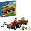 Lego, LEGO CITY Lego city 60461 trattore agricolo rosso con rimorchio e pecore, veicolo e animali giocattolo, giochi montessori per bambini 4+
