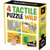HEADU 4 tactile puzzle wild - puzzle tattile con texture degli animali - 24m+ - headu