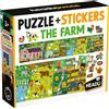 HEADU Puzzle + stickers the farm - un puzzle lungo da completare con gli stickers! memoria, forme e colori