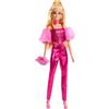 Barbie - deluxe style n. 5, bambola con abito rosa metallizzato e capelli biondi, top a corsetto scintillante e pantaloni lucidi