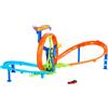 Hot wheels - pista loop rotante, playset con zona scontro su pista a forma di 8 e loop a propulsione, macchinina inclusa
