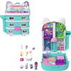 Polly pocket - la casa delle bambole di gabby, cofanetto con mini gabby, 9 accessori e amici gattini