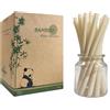 DingZan 200 Pezzi Extra Large Bamboo Bubble Tea Cannucce,12mm Biodegradabili Cannucce in Fibra Bambù Jumbo Boba Smoothie Cannucces