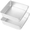 Auddemg Set 2 Teglia da Forno Quadrata per Friggitrice ad Aria e Forno, per crostate, brownies e altro ancora, 21,5 cm, Argento