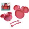 CARTOON Set 4 stoviglie Minnie Disney in plastica riutilizzabile adatto al microonde set pappa sagomato piatti e posate accessori pranzo per bambini