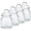 Space Home - Set 4 Barattoli Vetro con Coperchio 300 ml - Vasetti Piccoli Porta Confetti e Caramelle - Contenitori Vetro per Alimenti, Cucina o Matrimonio - Barattoli Sale Zucchero Caffè