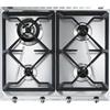 Smeg Piano cottura 4 fuochi L 59.5 cm SRV564GH3 SMEG silver griglie in ghisa