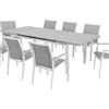 NATERIAL Set tavolo e sedie Las Vegas NATERIAL in alluminio bianco per 6 persone
