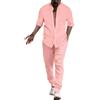 pvucpot Completo Di Lino Estivo Uomo Leggera Elasticizzata Completi Traspirante Casual Completo Comodi Elegante Set 2 Pezzi Estate Uomo Slim Estiva Tuta Da Uomo Spiaggia Maglietta E Pantaloni Uomo Estivi 2024