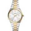 Fossil Orologio Scarlette da donna, 38 mm Movimento al quarzo con data a tre lancette e cinturino in acciaio inossidabile, 38 mm, Tono argento e tono oro