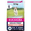 Eukanuba Grain Free, Alimento per cani senior senza cereali di taglia piccola e media, Ricco di pesce oceanico, 12 kg