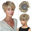 Creamily Topper per capelli corti per donne con capelli diradati, Topper per taglio Pixie magico (Castano misto Biondo)