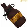 Marsupio con coulisse in lana ricamata Mythrojan 20x16,5 cm marrone
