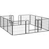 PawHut Recinto per Cani a 12 Pannelli Modulabili da 80x1.5x80 cm, Pieghevole con Porta in Acciaio, 12 Picchetti, Grigio | Aosom Italy