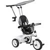 HOMCOM Triciclo per Bambini con Maniglione di Spinta, Tettuccio, Barra di Sicurezza e Box, 105x47x89 cm, Bianco e Nero | Aosom Italy