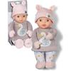 BABY born for babies Sweetie Mauve - Bambola morbida da 30 cm con corpo in tessuto grigio e sonaglino integrato - Adatta ai neonati