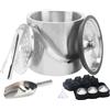 Minnhua 4L secchiello ghiaccio vino ghiaccio per cocktail porta ghiaccio a Doppia Parete in Acciaio Inox secchiello per ghiaccio con coperchio paletta pinze contenitore per ghiaccio e colino