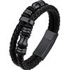 Bestyle Brcciale Uomo in Pelle Chiusura Magnetica Calcio Baseball Elementi Vichinghi Bracciali Multistrato Impermeabile e Resistente al Sudore