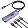 QUUGE Hub USB C 10Gbps, Dati Hub con 4× USB-A 3.2 Gen 2, Adattatore USB C in Alluminio con Cavo in Nylon da 1 m & LED, Plug & Play per MacBook Air M4, iMac Pro, Surface Pro 9, Dell XPS, Galaxy S25