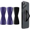 kwmobile Supporto Dita Cellulare - Set 3x Fasce Elastiche Sostegno Antiscivolo Antiurto Telefonino Supporto Universale - Finger Holder Phone lilla metallizzato/lilla metallizzato/nero
