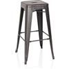 HJH Office 645035 Sgabello Bar in Metallo VANTAGGIO HIGH Sgabello Bancone Design Industriale e Scandinavian, Impilabile, Nero/Oro