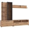 MIlani Home GRACIE - parete attrezzata con anta, vetrina e due cassetti moderna minimal in legno