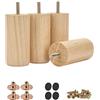 Btowin Gambe per mobili in legno massello, 4 pezzi, moderne, rotonde, in legno, gambe per divano con bulloni filettati M8, piastra di montaggio e viti, per divano, armadio, letto (10 cm, vernice)