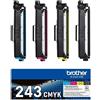 Brother TN-243CMYK ORIGINALE Toner Laser Multipack KIT Nero/Ciano/Magenta/Giallo