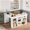 LBSIGN Scrivania Ufficio Angolare 120x130 Con Ripiani Design Moderno Bianca Twin