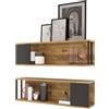 LBSIGN Set 2 Mensole A Parete 100x22x30H Voyage Rovere E Antracite