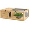 PawHut Casa per Tartarughe di Legno con Tetto in Rete e Pannelli Laterali Trasparenti Rimovibili 91x60,5x32cm Giallo Chiaro | Aosom Italy
