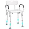 VEVOR Sedile per Doccia Antiscivolo Altezza Regolabile 39-52cm, Sgabello per Doccia Carico max. 158,8kg, Sedia per Doccia in Alluminio PE, Sgabello Schienale Bagno Doccia Antiscivolo Portata 158,8kg