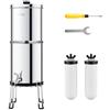 VEVOR Sistema di Filtraggio Acqua a Gravità Sistema in Acciaio Inox Sistema Filtraggio Acqua 7,8 + 8,5 L, Riduce Piombo e Cloro, con 2 Filtri al Carbone Ceramico e Rubinetto Camper da Campeggio