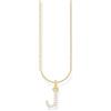 Thomas Sabo Collana con lettera J, argento dorato con zirconi, Oro giallo, KE2249-414-14