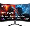 Monitor 32 Pollici Curvo 1000R, 2K WQHD (2560X1440P) 240Hz Monitor Gaming, 1Ms,
