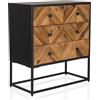 hjh LIVING Cassettiera in legno massiccio, struttura in metallo SANTJAGO BLACK SUN L Credenza con 6 cassetti per corridoio del soggiorno, 63 x 32 x 70,5 cm