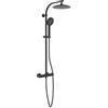 Schütte 60076 Colonna Grande Doccia a Pioggia (Ø 24 cm) e doccetta, Rubinetto termostatico con Blocco di Sicurezza a 38 °C, Set di Montaggio Completo, Nero Opaco