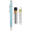Pentel P205-97C - Matita meccanica automatica, gamma pastello floreale, singola + 12 mine di ricarica Hi-Polymer HB da 0,5 mm + ricariche gomma Z2-1N tubo da 4 (blu pastello)