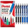 Pentel Energel BLN75 - Penna a sfera retrattile con inchiostro gel, 0,5 mm, 54% riciclata (nero e blu, confezione da 6)